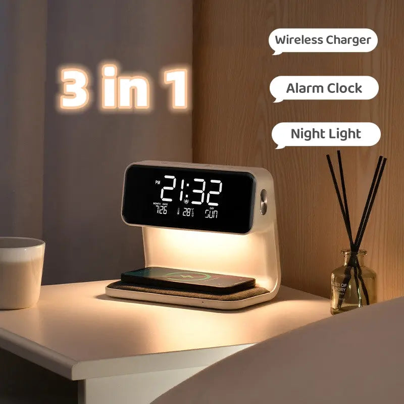 3 In 1  Lamp, Alarm Clock + Wireless Charger - Image #2